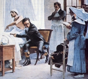 Ren� Laennec, auscultating a patient
