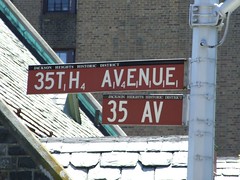 35th Ave sign in Jackson Heights, New York