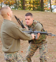 US Marines practice bayonet fighting