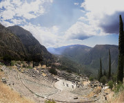 Theater of Delphi on the southwestern spur of Mount Parnassus