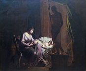 Penelope Unraveling Her Web  by Joseph Wright