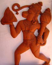 A sculpture of Hanuman in terra-cotta